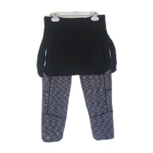 Athleta 2-in-1 Skirted Leggings XS Black Gray Space Dye Skapri Gorpcore Yoga